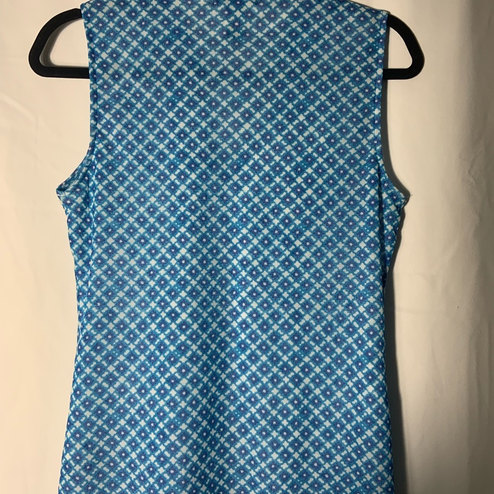 Chaps Blue Patterned Ruffle Blouse - Picture 3 of 5